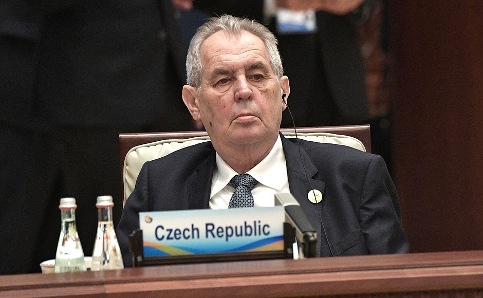 President of the Czech Republic Milos Zeman during a roundtable discussion at the Belt and Road Forum for International Cooperation.