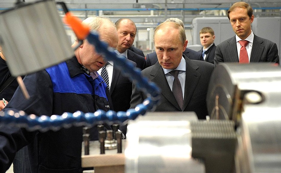 During a visit to the Klimov engine-building plant.
