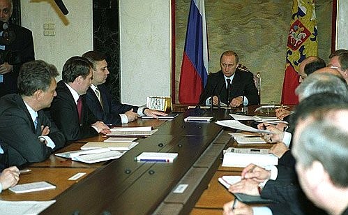 President Putin at a meeting with the Cabinet members.