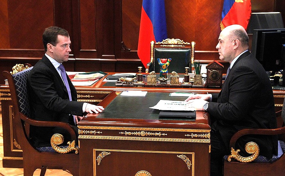 With head of the Federal Tax Service Mikhail Mishustin.