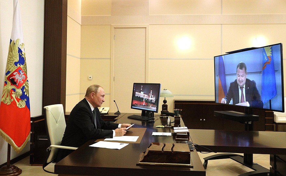 Встреча с врио главы администрации Тамбовской области Максимом Егоровым (в режиме видеоконференции).