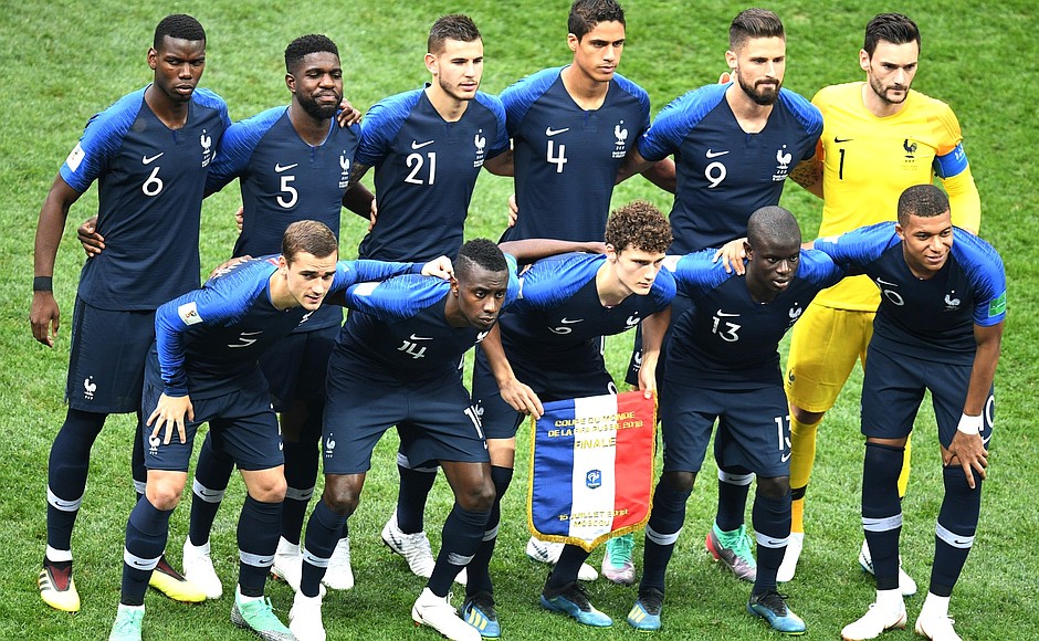 Team France before the final match of the 2018 World Cup.
