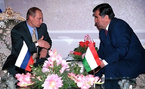 President Putin with Tajik President Emomali Rakhmonov.