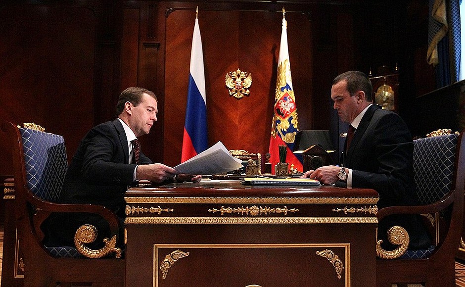 With Head of the Republic of Chuvashia Mikhail Ignatyev.