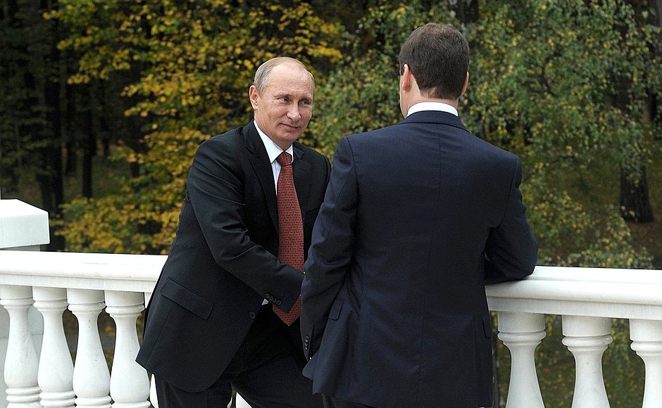 With Prime Minister Dmitry Medvedev.