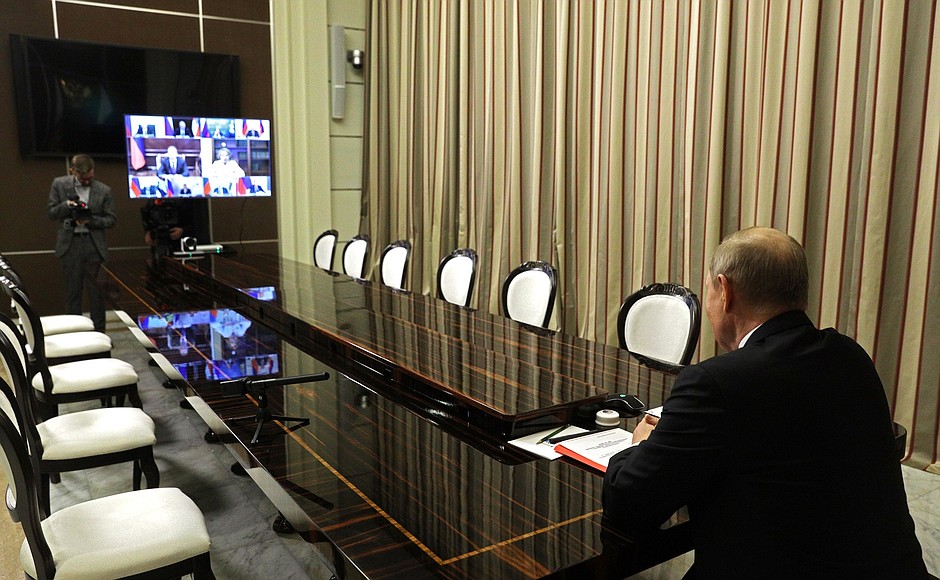 At the meeting with permanent members of the Security Council (via videoconference).