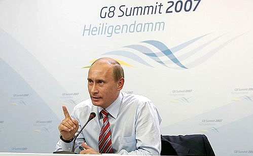 At the press conference following the G8 summit.