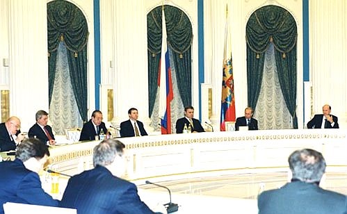 President Putin meeting representatives of the Russian Union of Industrialists and Entrepreneurs.
