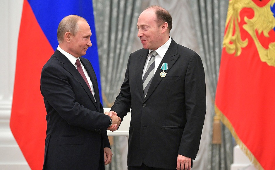 At a presentation of state decorations. President of the Russian Modern Pentathlon Federation Vyacheslav Aminov has been awarded the Order of Friendship.