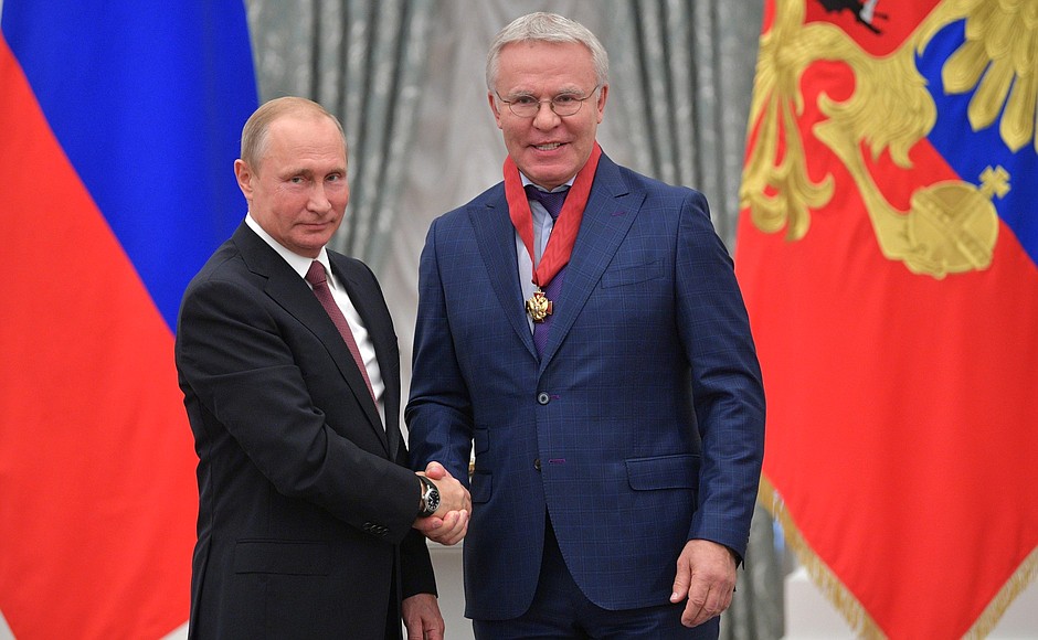 At a presentation of state decorations. First Deputy Chairman of the State Duma Committee on Physical Fitness, Sport, Tourism and Youth Affairs Vyacheslav Fetisov has been awarded the Order for Services to the Fatherland, II degree.