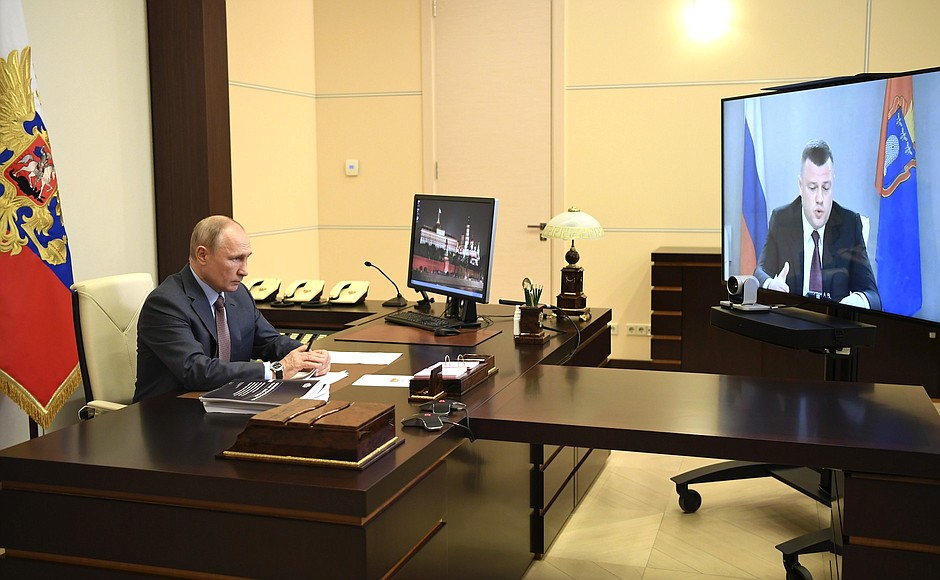 Working meeting with Tambov Region Governor Alexander Nikitin via videoconference.