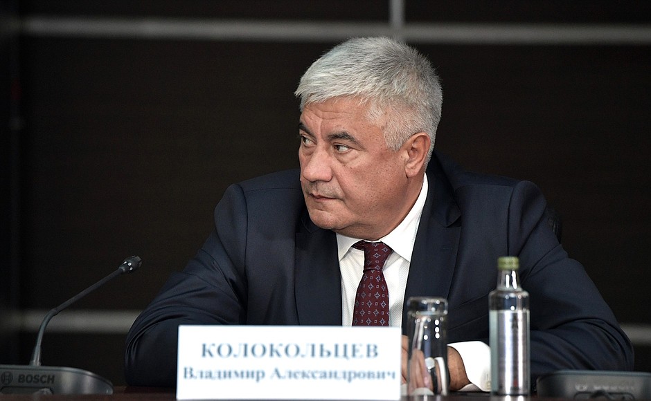 Interior Minister Vladimir Kolokoltsev at the Military-Industrial Commission meeting.