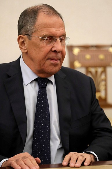 Foreign Minister Sergei Lavrov before the meeting with permanent members of the Security Council.