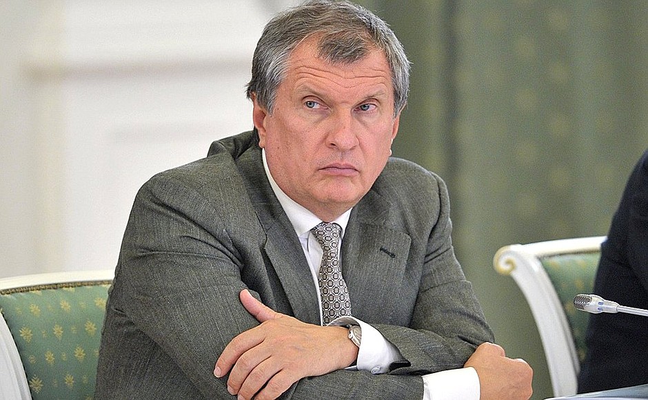 Meeting of the Commission for Strategic Development of the Fuel and Energy Sector and Environmental Security. Rosneft CEO Igor Sechin.