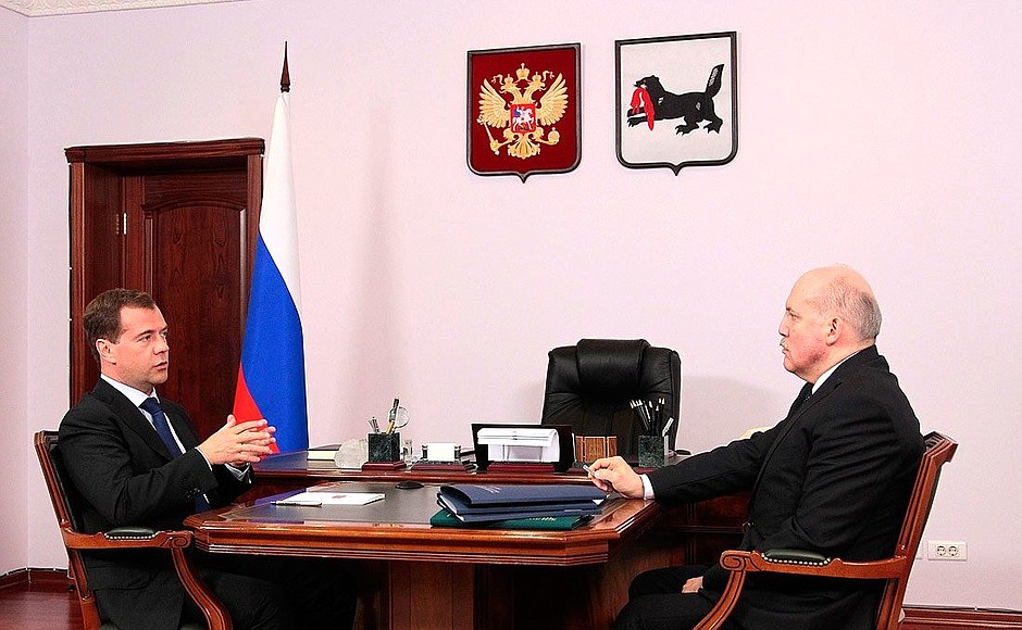 With Governor of Irkutsk Region Dmitry Mezentsev.