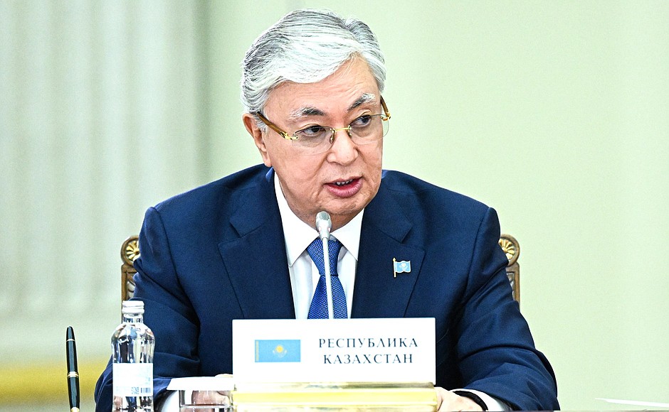 Президент Казахстана Касым-Жомарт Токаев на заседании Высшего Евразийского экономического совета в расширенном составе.