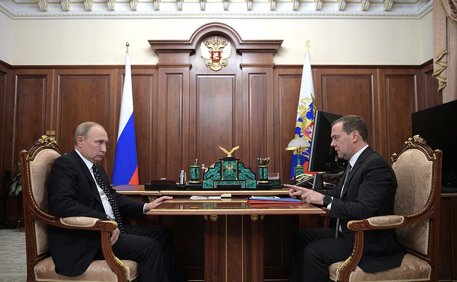 Meeting with Prime Minister Dmitry Medvedev.