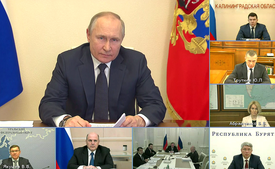 Meeting on socioeconomic support for regions (via videoconference).