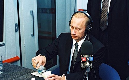 President Vladimir Putin making a live address on National Public Radio.