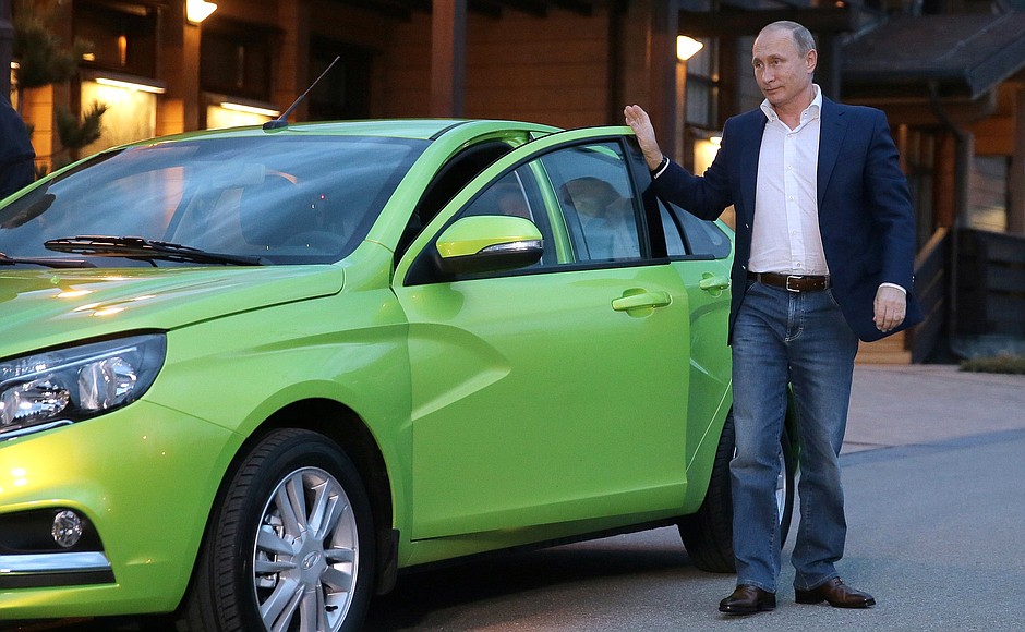 Vladimir Putin tested AvtoVAZ’s new car, the Lada Vesta.