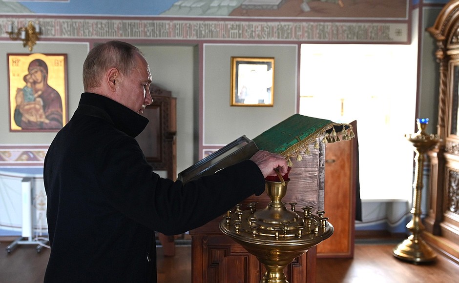 During a visit to Konevsky Nativity of the Theotokos Monastery.