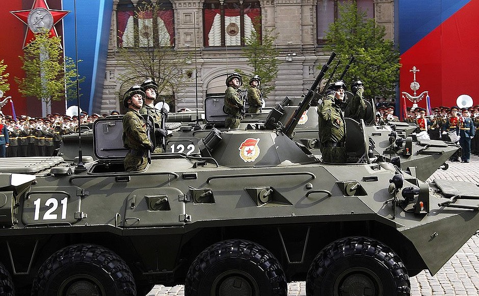 Military parade celebrating the 66th anniversary of Victory in the Great Patriotic War.