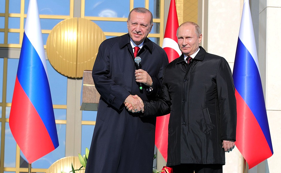 At the Akkuyu Nuclear Power Plant groundbreaking ceremony. With President of Turkey Recep Tayyip Erdogan.