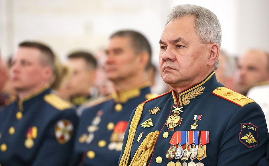 During a meeting with graduates of higher military schools. Defence Minister Sergei Shoigu.