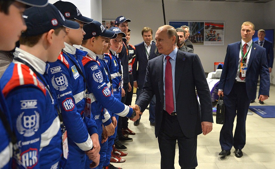 With members of the Russian junior SMP Racing team.