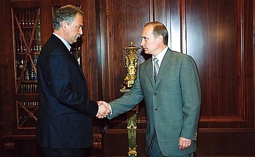 President Putin with Russia\'s Interior Minister Boris Gryzlov.