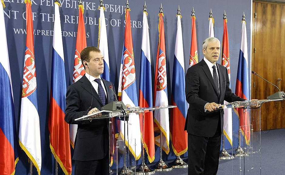 Пресс-конференция по итогам российско-сербских переговоров. С Президентом Сербии Борисом Тадичем.