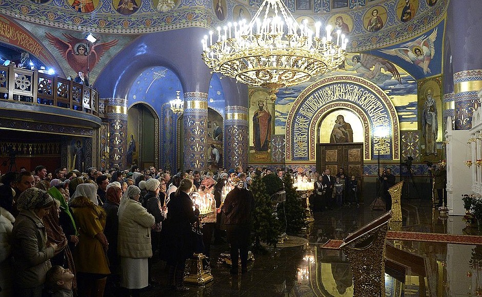 At Christmas mass at the Church of the Acheiropaeic Image of Christ the Saviour.