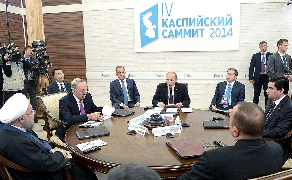 Restricted format meeting of heads of state taking part in the Fourth Caspian Summit.