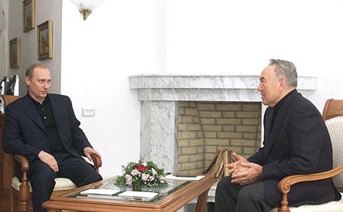 Vladimir Putin with Nursultan Nazarbayev, President of the Republic of Kazakhstan.