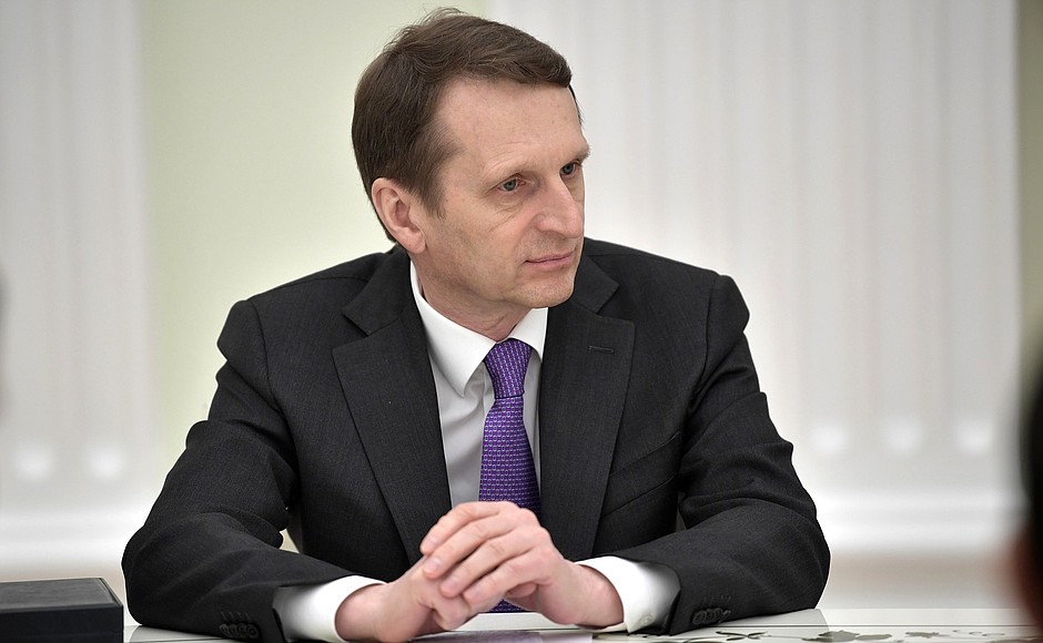 Director of the Foreign Intelligence Service Sergei Naryshkin at a meeting with heads of CIS member countries’ security and intelligence agencies.