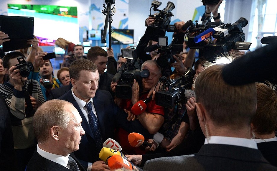 While visiting the Sochi Media Centre, Vladimir Putin answered questions from Georgian journalist.
