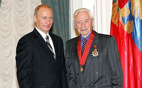 At the state awards ceremony. Choreographer and stage manager of the State Academic Bolshoi Theatre Iurii Grigorovich was awarded the order For Services to the Fatherland Second Degree.