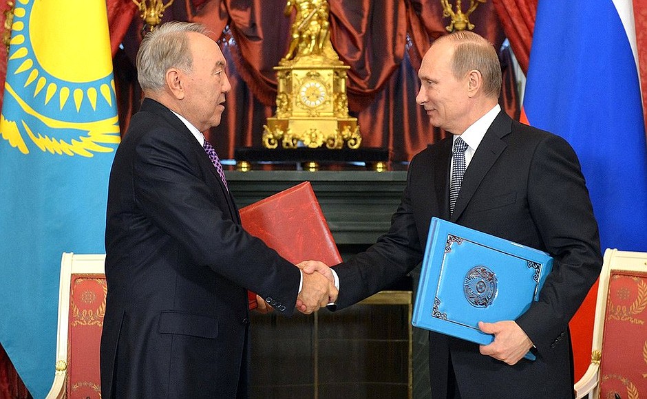 Vladimir Putin and Nursultan Nazarbayev signed an Agreement Between the Russian Federation and the Republic of Kazakhstan on Military Technical Cooperation.