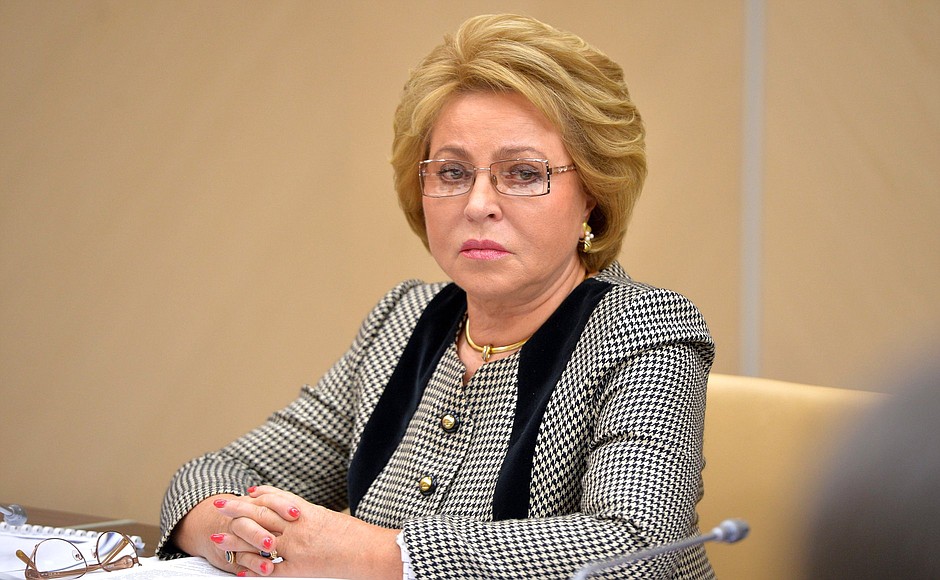 Federation Council Speaker Valentina Matviyenko at a meeting of the Council for Strategic Development and Priority Projects.