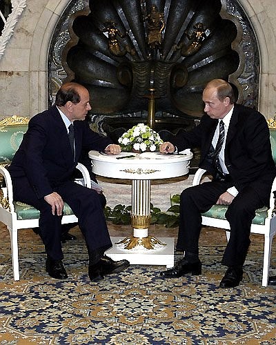 President Putin meeting with Italian Prime Minister Silvio Berlusconi.