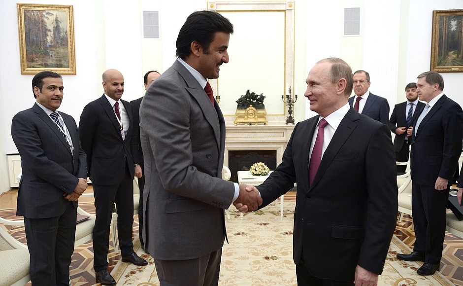 With Emir of Qatar Tamim bin Hamad Al Thani.