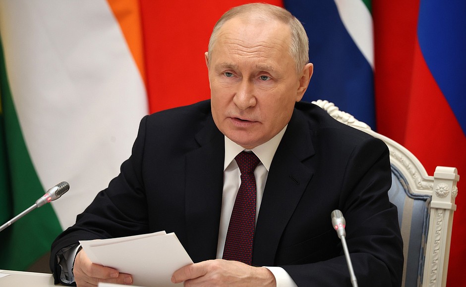 Vladimir Putin took part in an extraordinary BRICS summit on the Palestinian-Israeli conflict, being held via videoconference.
