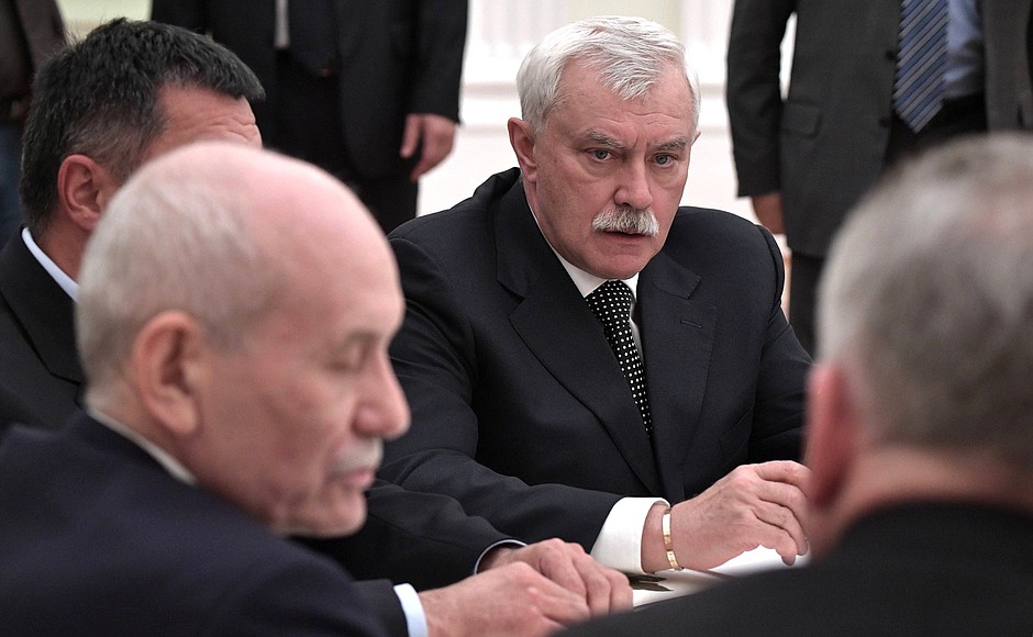 Former Governor of St Petersburg Georgy Poltavchenko at the President’s meeting with former regional governors.