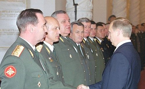 Meeting with top officers on the occasion of their promotion to higher positions and military (special) ranks.