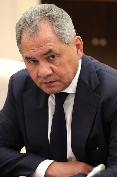 Defence Minister Sergei Shoigu before a meeting with permanent members of the Security Council.