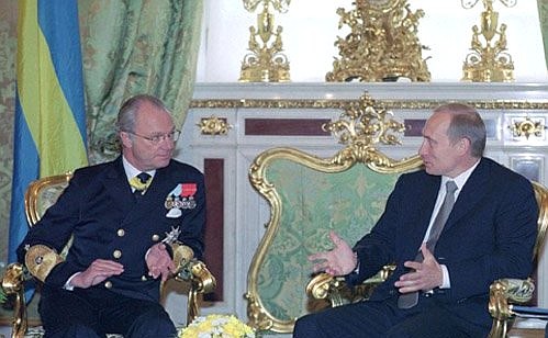 President Putin with King Carl XVI Gustav of Sweden.