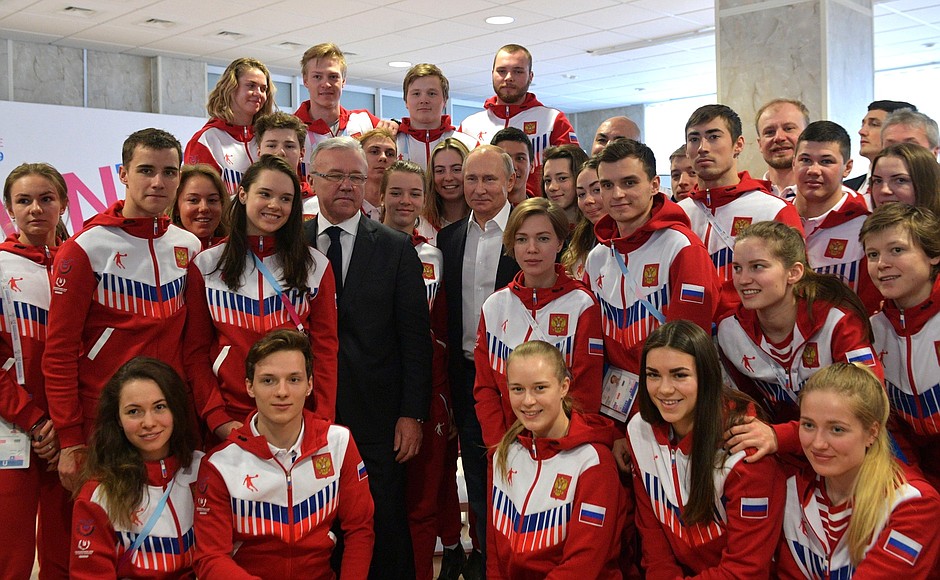 With members of the Russian national team at the 2019 Winter Universiade.