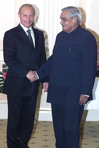President Vladimir Putin and Indian Prime Minister Atal Bihari Vajpayee.