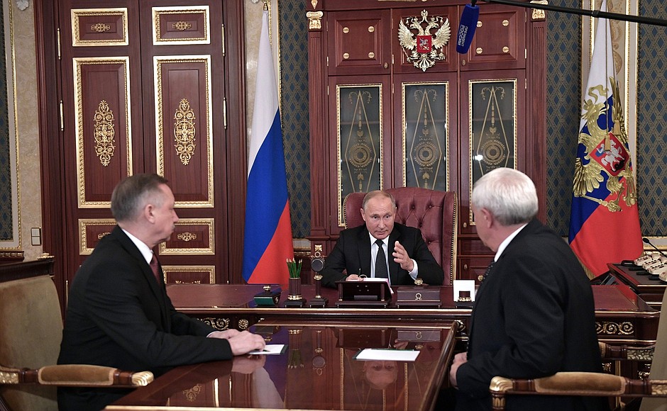 Meeting with Georgy Poltavchenko (right) and Alexander Beglov.