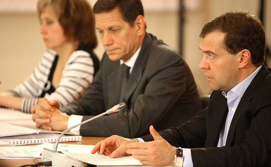 Meeting on organisation of summer holidays for children and teenagers. On the left – Deputy Prime Minister Alexander Zhukov.